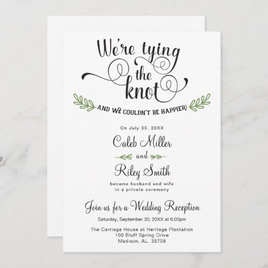 Trouwfeest uitnodiging 'We knopen de knoop' (Voorkant / Achterkant)