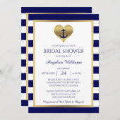 Trouwfeest uitnodigingen in marineblauw/wit met na (Voorkant / Achterkant)