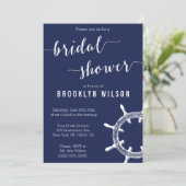 Trouwfeest uitnodigingen in maritiem Navyblauw met (Staand voorkant)