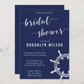 Trouwfeest uitnodigingen in maritiem Navyblauw met (Voorkant / Achterkant)