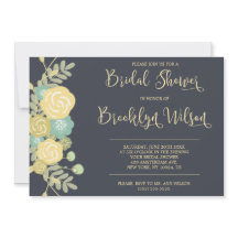 Trouwfeest uitnodigingen met krijtbord en gele blo