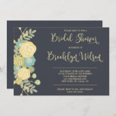 Trouwfeest uitnodigingen met krijtbord en gele blo (Voorkant / Achterkant)