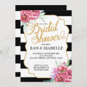 Trouwfeest uitnodigingen met zwart-wit streep (Voorkant / Achterkant)