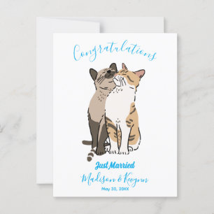 Trouwfeest van schattige katten briefkaart