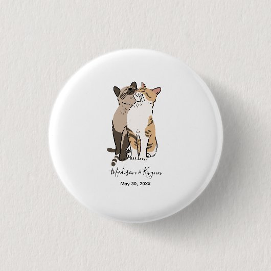 Trouwfeest van schattige katten ronde button 3,2 cm (Voorkant)