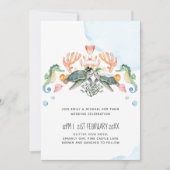 Trouwfeest van zeeschildpadden met bruid en bruide (Voorkant)