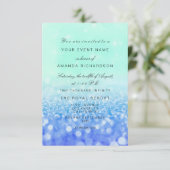 Trouwfeest Verjaardag Blauw Glitter Op Het Strand Kaart (Staand voorkant)