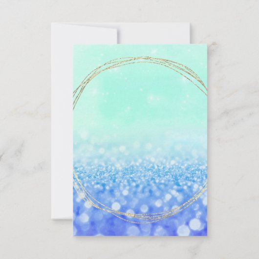 Trouwfeest Verjaardag Blauw Glitter Op Het Strand Kaart (Achterkant)