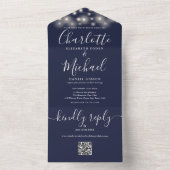 Trouwfeest verlichte QR-code monogram slinger lich All In One Uitnodiging (Binnen)