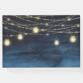 Trouwfeest verlichting met marineblauw goud glitte gastenboek (Achterkant)