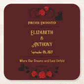 Trouwfeest Voor Altijd Betoverd Kartonnen Onderzetters (Voorkant)