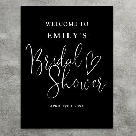Trouwfeest Welkom Bord met Zwarte en Witte Script Poster