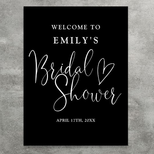 Trouwfeest Welkom Bord met Zwarte en Witte Script  Poster