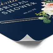 Trouwfeest Welkom Bord Navy Blue Goud Blush Poster (Hoek)
