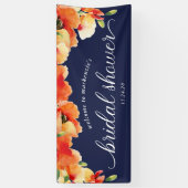 Trouwfeest-welkom in Navy Blauw met Gouden Papaver Spandoek (Verticaal)