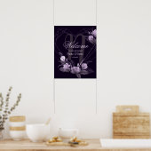 Trouwfeest Welkom Paars Bloem Violet Lijst Poster (Keuken)