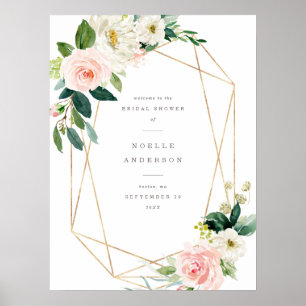 Trouwfeest welkomstbord met geometrische lente poster