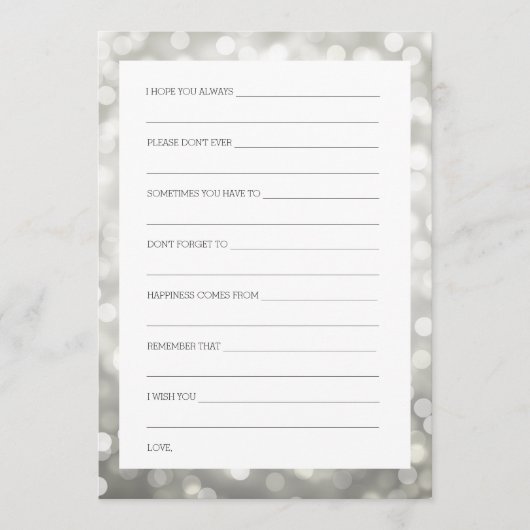 Trouwfeest Wensen Zilveren Glitterlichten Advieskaart (Voorkant)