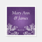 Trouwfeest  wervelingen 2 Paarse Servetten (Voorkant)