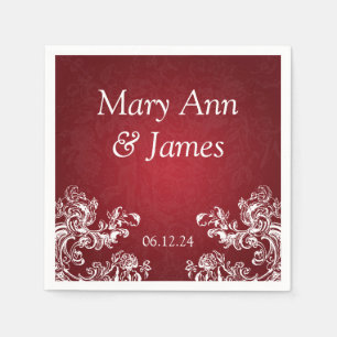 Trouwfeest  wervelingen 2 rood servetten