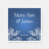 Trouwfeest  wervelingen 2 saffier blauw servetten (Voorkant)