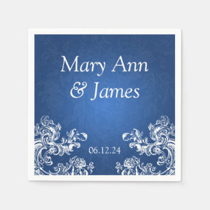 Trouwfeest  wervelingen 2 saffier blauw servetten