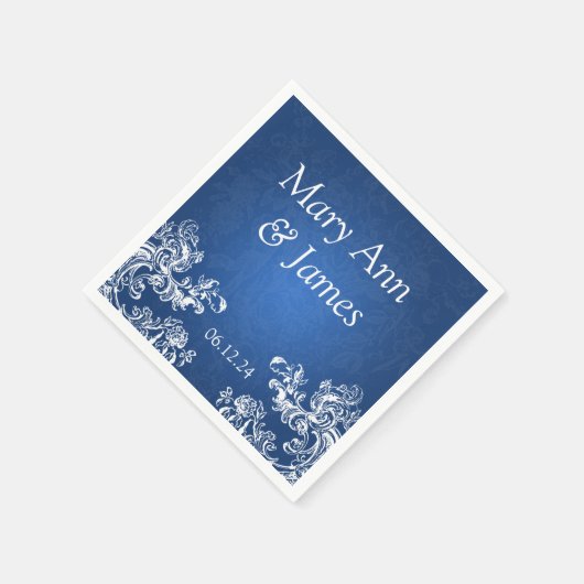 Trouwfeest  wervelingen 2 saffier blauw servetten (Hoek)