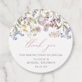 Trouwfeest wildbloem rond favorietlabel bloem bedankjes labels (Voorkant)