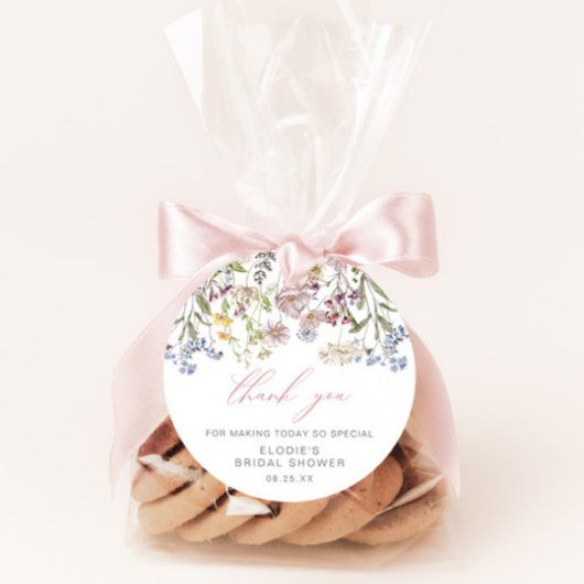 Trouwfeest wildbloem rond favorietlabel bloem bedankjes labels