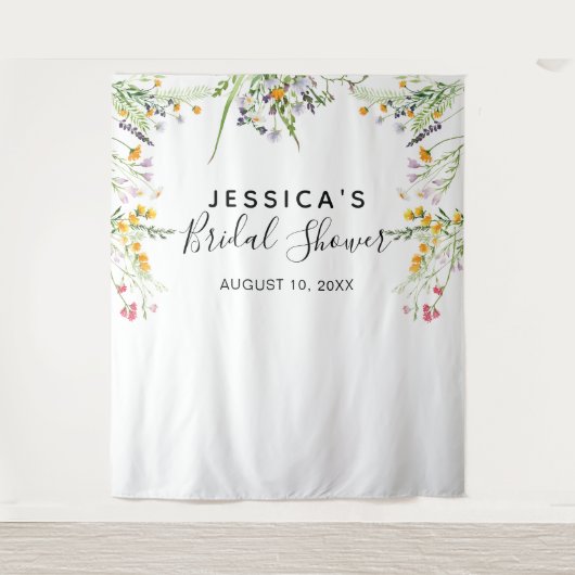 Trouwfeest wildbloemen achtergrond fotohokje wandkleed (Voorkant)