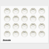 Trouwfeest Wit Bloemengroen Beige Modern Ronde Sticker (Vel)