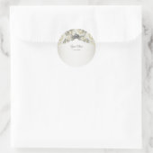 Trouwfeest Wit Bloemengroen Beige Modern Ronde Sticker (Tas)