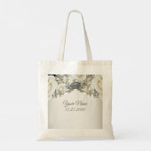 Trouwfeest Wit Bloemengroen Beige Modern Tote Bag (Achterkant)