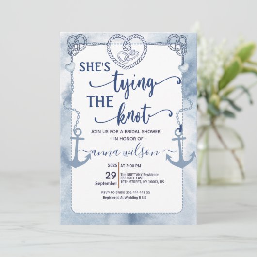 Trouwfeest Ze Knoopt de Knoop Bruidsfeest Kaart (Staand voorkant)