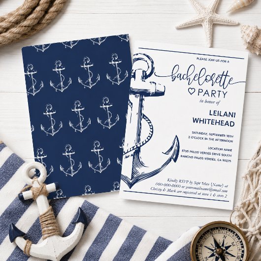 Trouwfeest Zeilboot Anker Bruidsmeisjes Wit Kaart