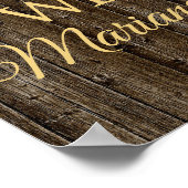 Trouwfeest Zonnebloemen Bruiloft Rustieke Houten W Poster (Hoek)