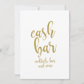 Trouwfeestbord 'Cash Bar' Goud Glitter Betaalbaar Kaart (Voorkant)