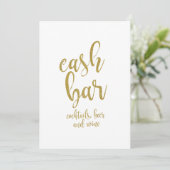 Trouwfeestbord 'Cash Bar' Goud Glitter Betaalbaar Kaart (Staand voorkant)