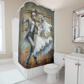 Trouwfeestdans van geraamtes verliefd douchegordij douchegordijn (In situ)