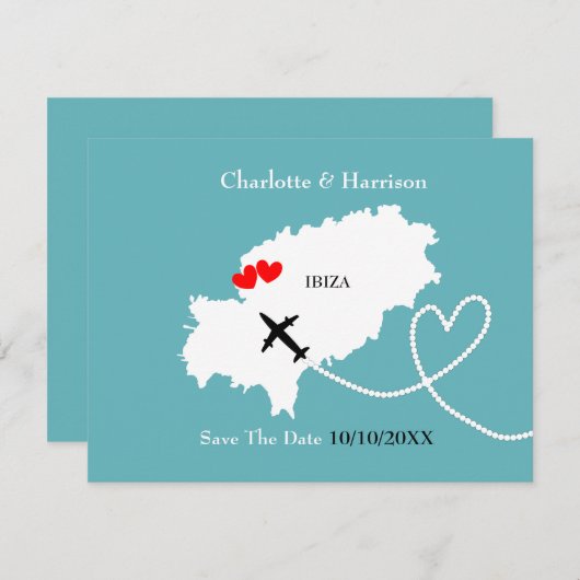 Trouwfeesten in het buitenland Ibiza Save The Date (Voorkant / Achterkant)