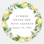 Trouwfeestfavoriet citroenkrans ronde sticker (Voorkant)