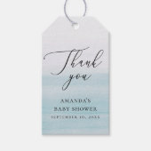 Trouwfeestje voor een zeilbootbaby Bedankt | Blauw Cadeaulabel (Voorkant)