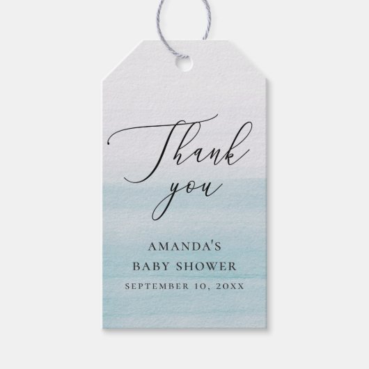 Trouwfeestje voor zeelui Bedankt | Blauwe Aquarel Cadeaulabel (Voorkant)