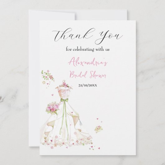 Trouwfeestjurk Dank je Bedankkaart (Voorkant)