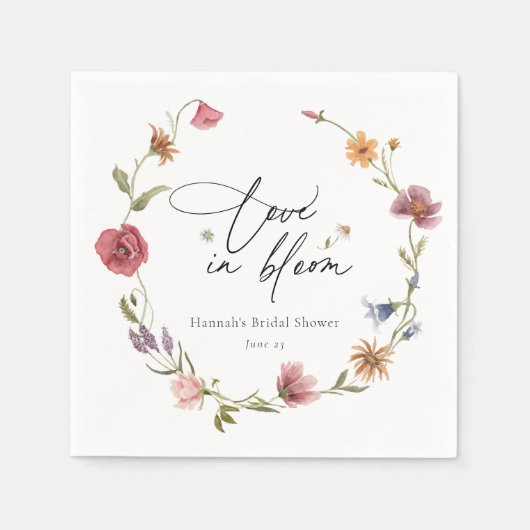 Trouwfeestservetten met wilde bloemen servet (Voorkant)