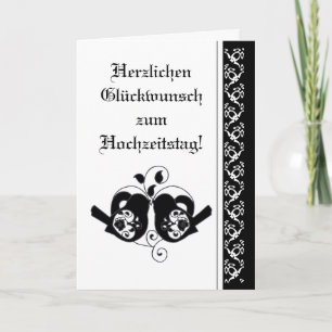 Trouwfelicitaties Floral Hearts Vogels Duits Kaart
