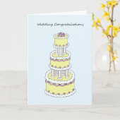 Trouwfelicitaties Stijlvolle taart Kaart (Gele Bloem)