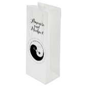 TROUWFLES CADEAU TAS. b/w YinYang harmonieduif Wijn Cadeautas (Voorkant Gekanteld)