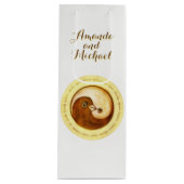 TROUWFLES GESCHENKZAK. Gouden YinYang harmonieduif Wijn Cadeautas (Voorkant)