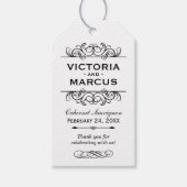 Trouwfles-monogram zwart-wit cadeaulabel (Voorkant)